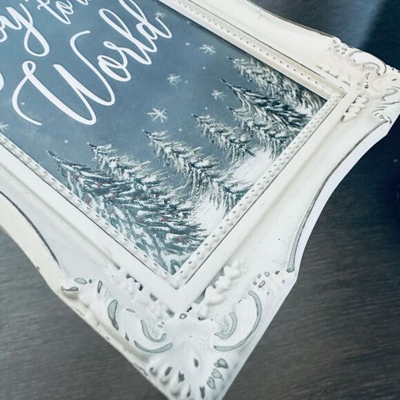 Joy to the World Christmas Holiday Glitter Framed Rustic Art - Picture 3 of 6